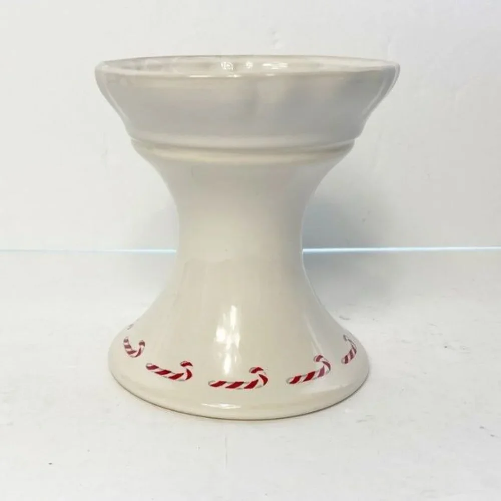 Casafina Nutcracker White Ceramic Candle Holder Candy Cane Design 12 TD122-WHI
